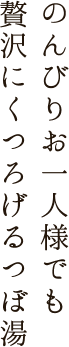 のんびりお一人様でも贅沢にくつろげるつぼ湯